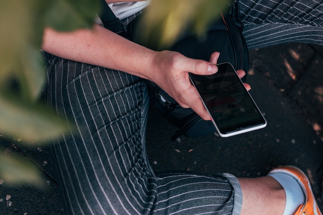 person taking phone break